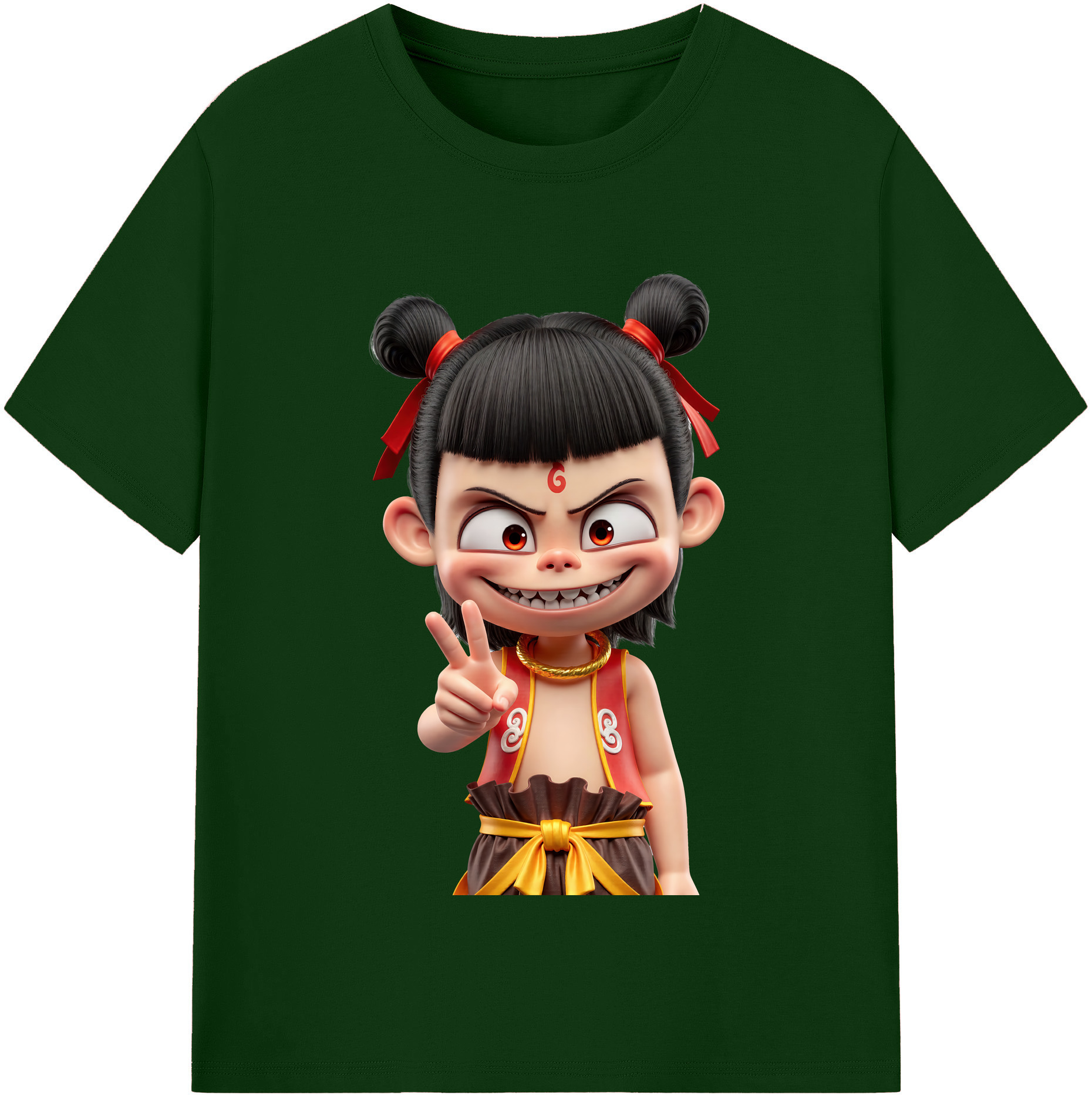 （画像用） Ne Zha 2 ナタ 魔童の大暴れ 綿100％半袖Tシャツ（フロントプリント）